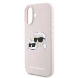 Karl Lagerfeld Silicone Nauble Heads Print MagSafe Case for iPhone 16 Plus - Pink