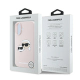 Karl Lagerfeld Silicone Nauble Heads Print MagSafe Case for iPhone 16 Plus - Pink