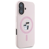 Karl Lagerfeld Silicone Karl&Choupette Heads Ring MagSafe iPhone 16 Case - Pink