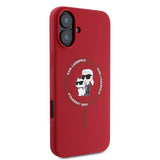 Karl Lagerfeld Silicone Karl&Choupette Heads Ring MagSafe iPhone 16 Case - Red