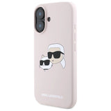 Karl Lagerfeld Silicone Nauble Heads Print MagSafe Case for iPhone 16 - Pink