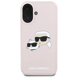 Karl Lagerfeld Silicone Nauble Heads Print MagSafe Case for iPhone 16 - Pink