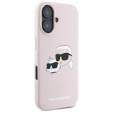 Karl Lagerfeld Silicone Nauble Heads Print MagSafe Case for iPhone 16 - Pink