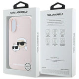 Karl Lagerfeld Silicone Nauble Heads Print MagSafe Case for iPhone 16 - Pink