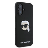Karl Lagerfeld Silicone Karl Head Print MagSafe iPhone 16 Case - Black