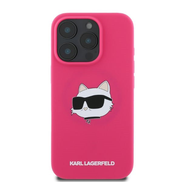 Karl Lagerfeld Silicone Choupette Head Print MagSafe iPhone 16 Pro Max Case - Fuchsia