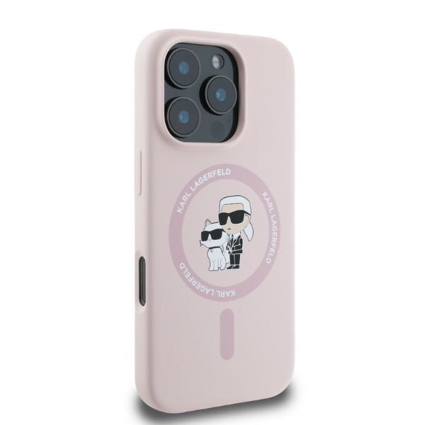 Karl Lagerfeld Silicone Karl & Choupette Heads MagSafe Case til iPhone 16 Pro Max - Pink