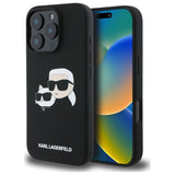 Karl Lagerfeld Silicone Case Heads Print MagSafe for iPhone 16 Pro Max - Black