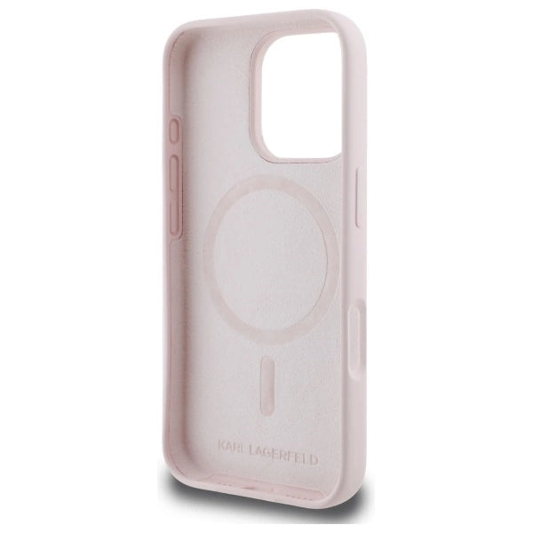 Karl Lagerfeld Silicone Nauble Heads Print MagSafe Case for iPhone 16 Pro Max - Pink