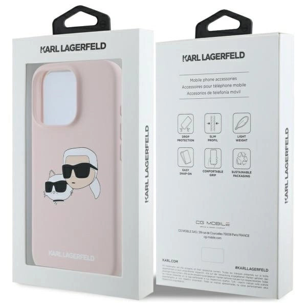 Karl Lagerfeld Silicone Nauble Heads Print MagSafe Case for iPhone 16 Pro Max - Pink