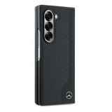 Mercedes Leather Wood Imitation MagSafe Case for Samsung Galaxy Z Fold 6 - Black