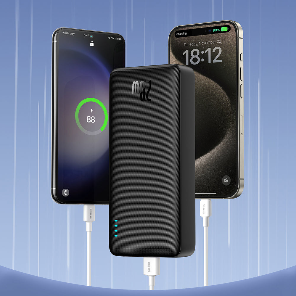 Baseus Airpow 20W 20000mAh Power Bank med Baseus Simple Series USB-A - USB-C 50 cm kabel - sort