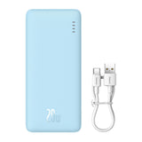 Baseus Airpow 20W 20000mAh Power Bank med hvid Baseus Simple Series USB-A - USB-C 50cm Kabel - Blå