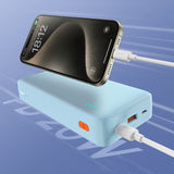 Baseus Airpow 20W 20000mAh Power Bank med hvid Baseus Simple Series USB-A - USB-C 50cm Kabel - Blå