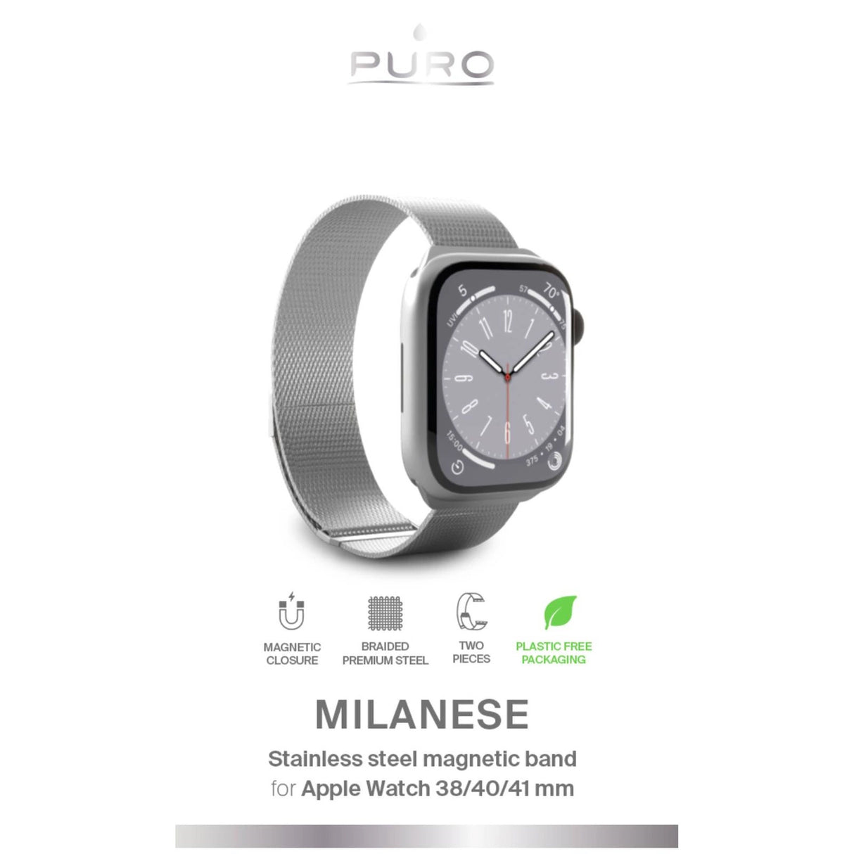 Puro Milanese rustfrit stål Apple Watch Band 38/40/41mm - Sølv