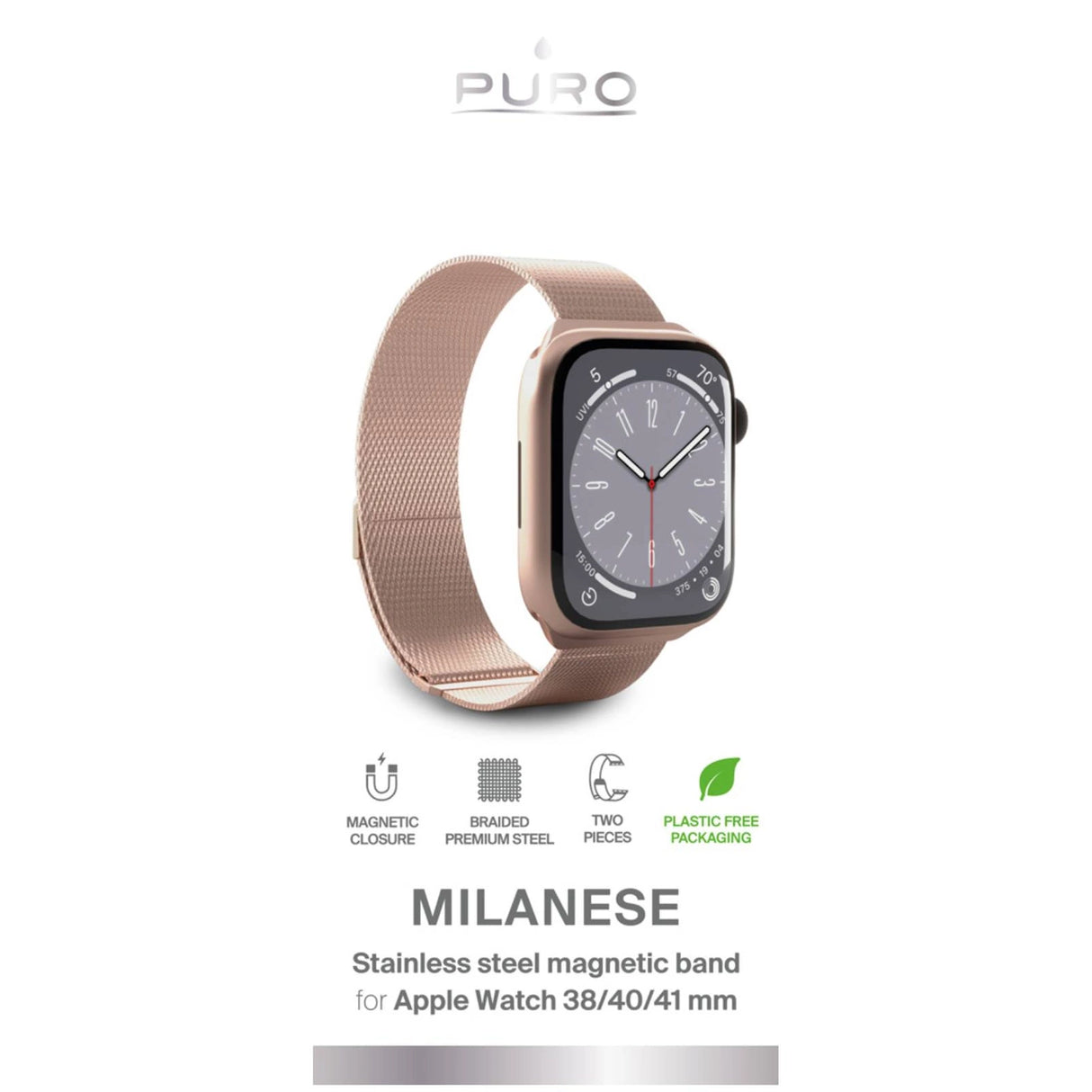 Puro Milanese rustfrit stål Apple Watch Band 38/40/41mm - Pink