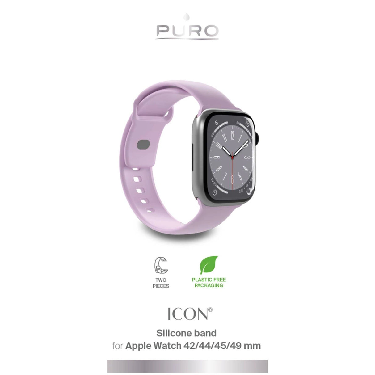 Puro Icon Silicone Strap til Apple Watch 42 / 44 / 45 / 49 mm - Lavender (2 st.)