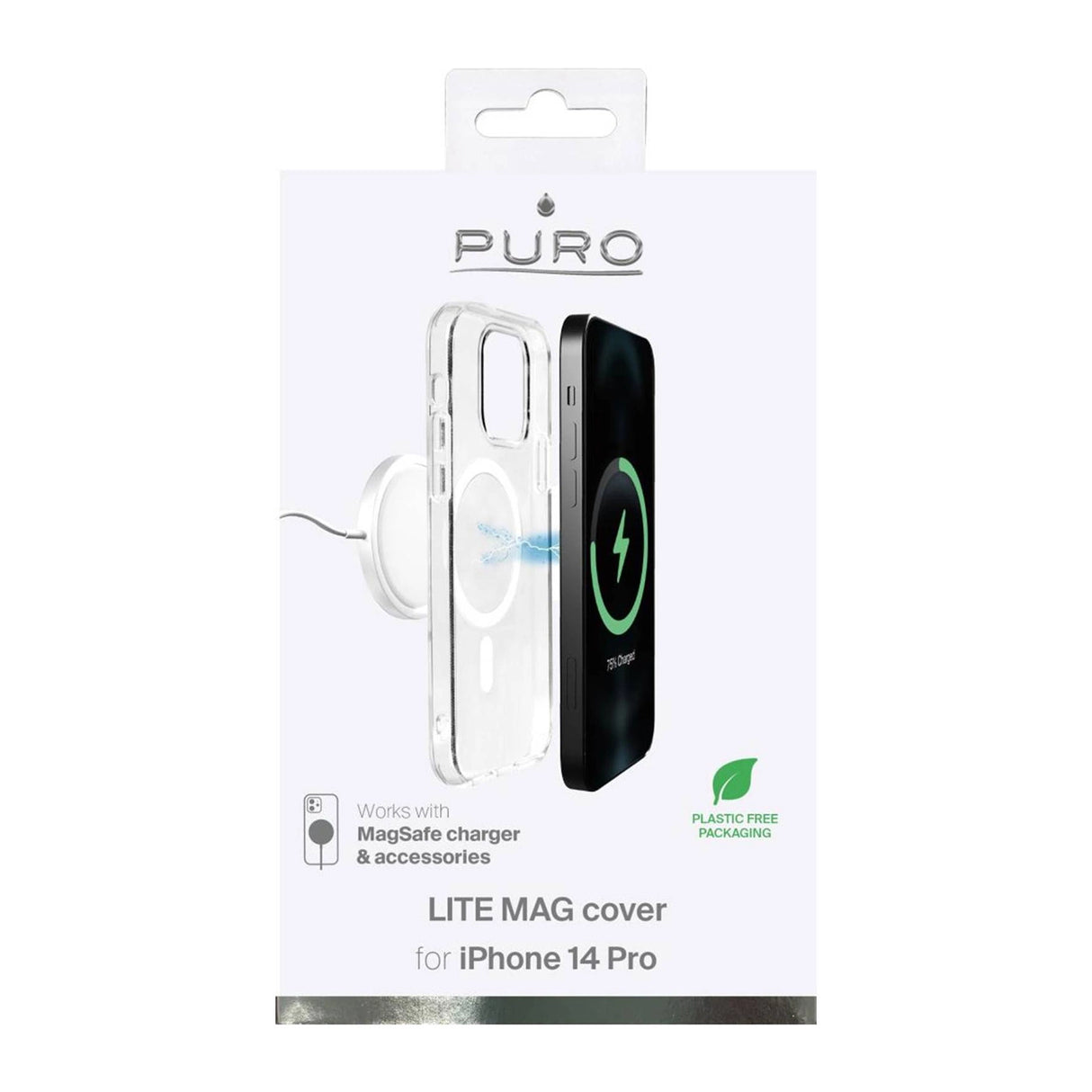 Puro Lite Mag MagSafe Silicone Case til iPhone 14 Pro - Gennemsigtig
