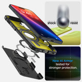 Spigen Tough Armor MagSafe-hylster med stand til iPhone 16 - sort