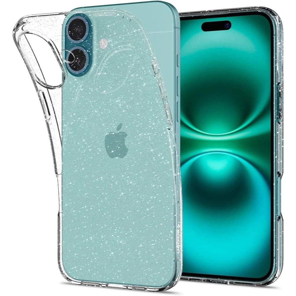 Spigen flydende krystal iPhone 16 Plus Case - Clear Glitter