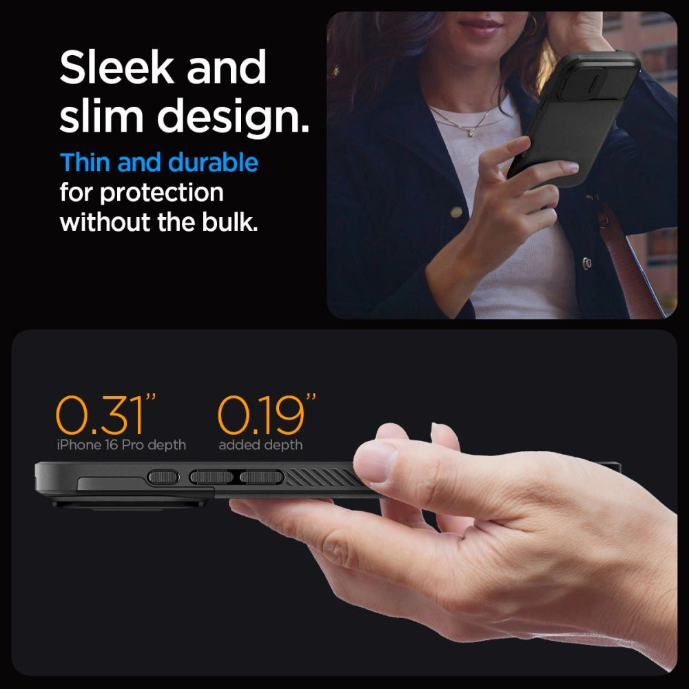 Spigen Optik Armor Mag Case med MagSafe til iPhone 16 Pro Max - sort