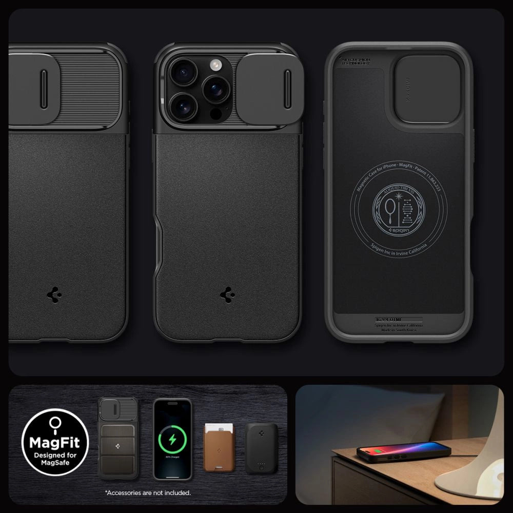 Spigen Optik Armor Mag Case med MagSafe til iPhone 16 Pro Max - sort