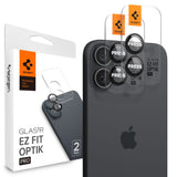 Spigen Glass tR EZ Fit Optik Pro tempereret glas til iPhone 16 / 16 Plus / 17 Kamera (2 st.) - sort