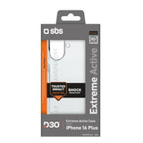 SBS Extreme Active D3O Case til iPhone 16 Plus - Gennemsigtig