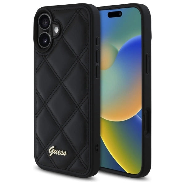Guess Quilted Metal Logo iPhone 16 Plus Case - sort