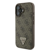 Guess læder 4G Triangle Strass MagSafe iPhone 16 Case - Brown
