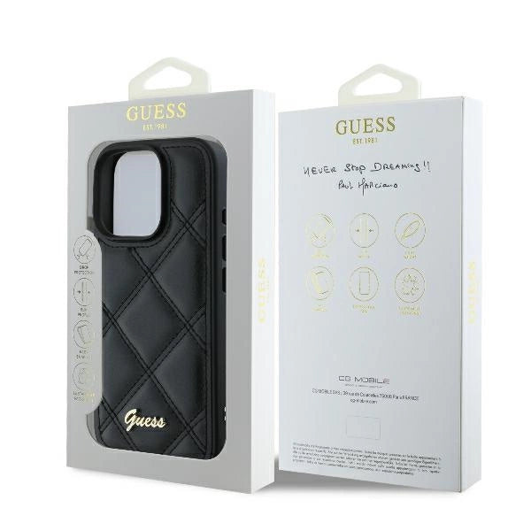 Guess Quilted Metal Logo iPhone 16 Pro Max Case - sort