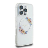 Guess IML Flowers Wreath MagSafe Case for iPhone 16 Pro - Clear