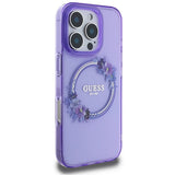 Guess IML Flowers Wreath MagSafe iPhone 16 Pro Case - lilla