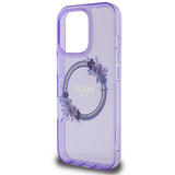 Guess IML Flowers Wreath MagSafe iPhone 16 Pro Case - lilla