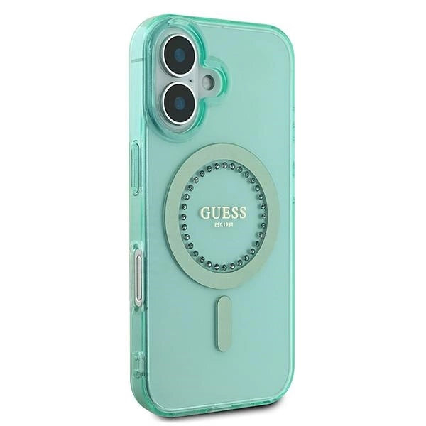 Guess IML Rhinestones MagSafe iPhone 16 Plus Case - Grøn