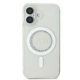 Guess IML Rhinestones MagSafe Case til iPhone 16 - hvid