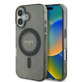 Guess IML Rhinestones MagSafe iPhone 16 Case - Black
