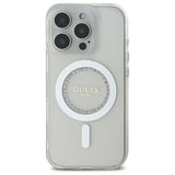 Guess IML Rhinestones MagSafe Case til iPhone 16 Pro Max - hvid
