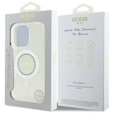 Guess IML Rhinestones MagSafe Case til iPhone 16 Pro Max - hvid
