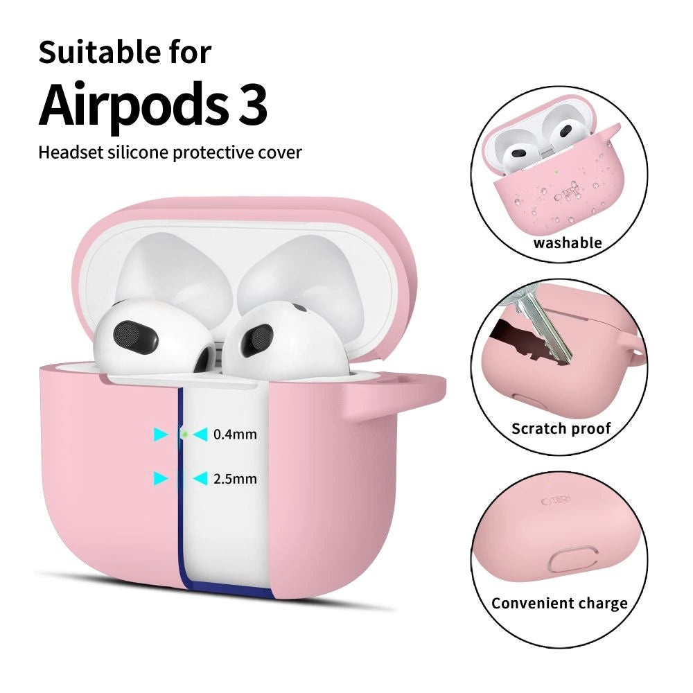 Tech-Protect Silicone Hook Case til Apple AirPods 3 - Pink