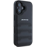 AMG læder med udstemplede linjer sort logo iPhone 16 Case - sort
