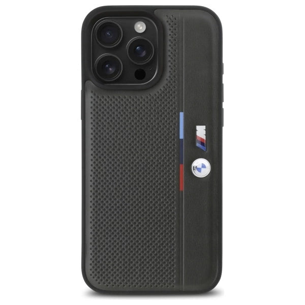 BMW M Perforeret Tricolor Detail Line iPhone 16 Pro Case - Mørkgrå