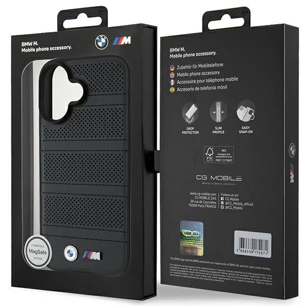 BMW M Perforated And Stitched Line MagSafe case for iPhone 16 - black