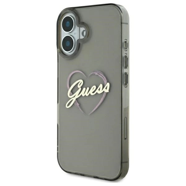Guess IML Heart Case til iPhone 16 Plus - sort