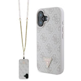 Guess lædermetall Logo Strass Crossbody Case til iPhone 16 - Pink