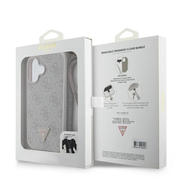 Guess lædermetall Logo Strass Crossbody Case til iPhone 16 - Pink