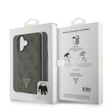 Guess lædermetall Logo Strass Crossbody Case til iPhone 16 - Brown