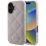 Guess Quilted Metal Logo iPhone 16 Case - Pink