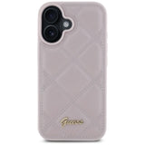 Guess Quilted Metal Logo iPhone 16 Case - Pink
