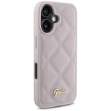 Guess Quilted Metal Logo iPhone 16 Case - Pink